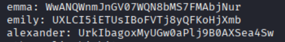 Plaintext credentials extracted from the vault