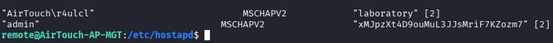 The EAP user file exposing the admin password