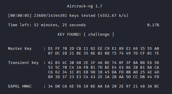 aircrack-ng recovering the AirTouch-Internet PSK from the handshake