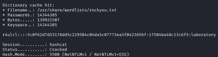 hashcat recovering the password laboratory