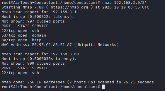 Internal nmap of the tablets VLAN finding the AP’s web panel