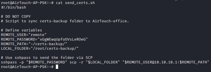 send_certs.sh leaking the remote credentials and the certs location