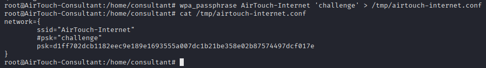 wpa_passphrase building the AirTouch-Internet client config