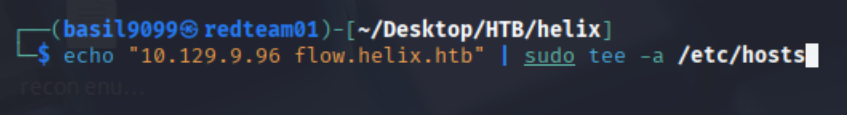 Adding the flow vhost to /etc/hosts