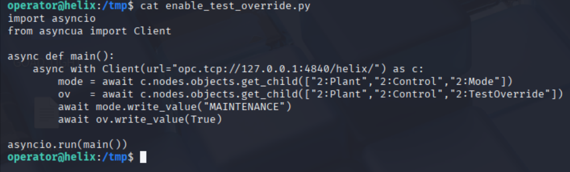 enable_test_override.py arming maintenance mode