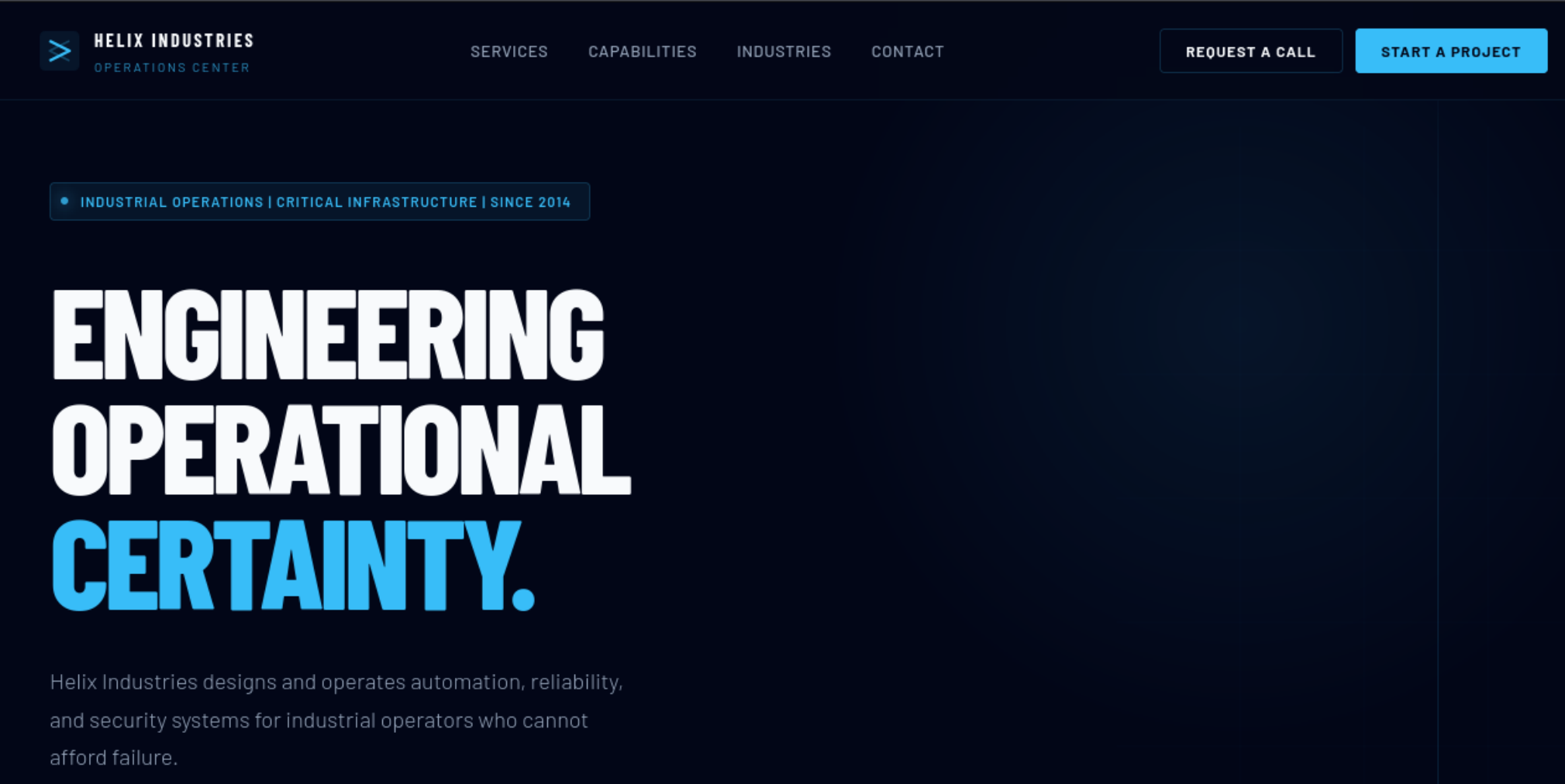The Helix Industries corporate site on port 80
