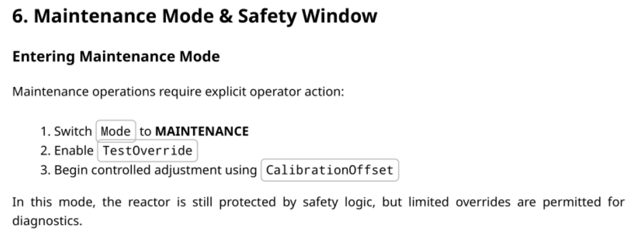 Section 6 of the guide describing how to enter maintenance mode