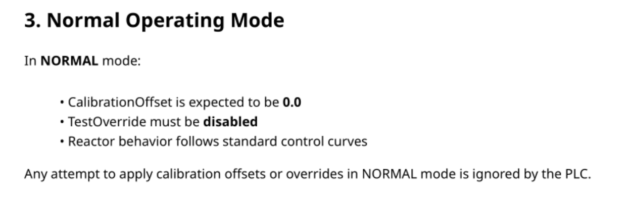 Section 3 of the guide defining NORMAL mode behaviour