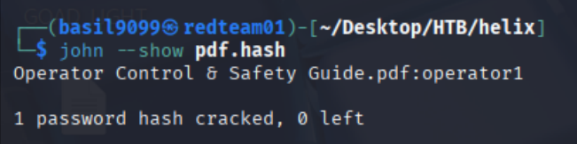 john revealing the cracked PDF password