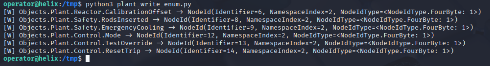 plant_write_enum.py listing every node the operator session can write