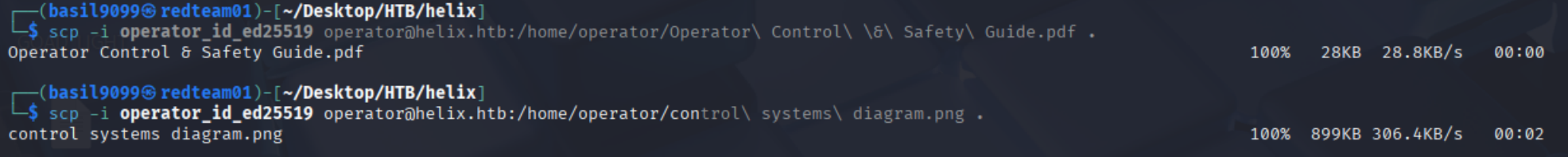 Transferring the plant documentation off the target with scp