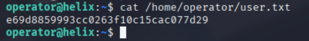 User flag read from the operator home directory