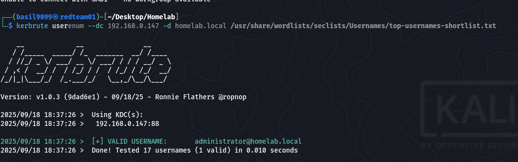 Kerbrute valid user