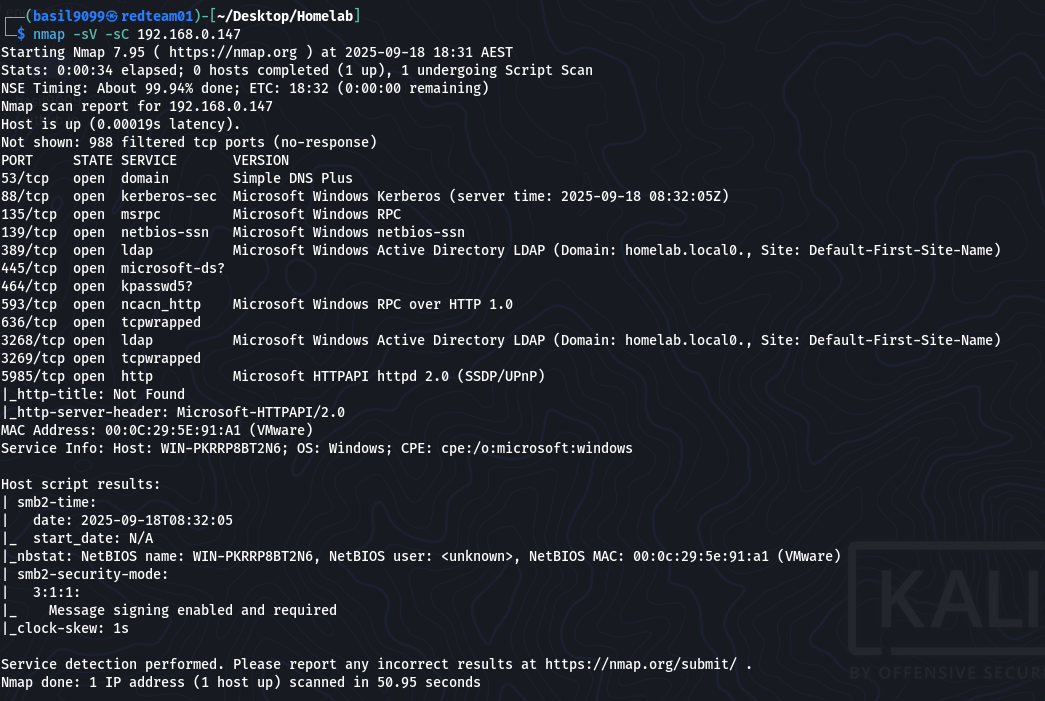 Nmap scan output