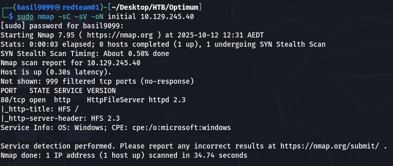 Nmap ports output