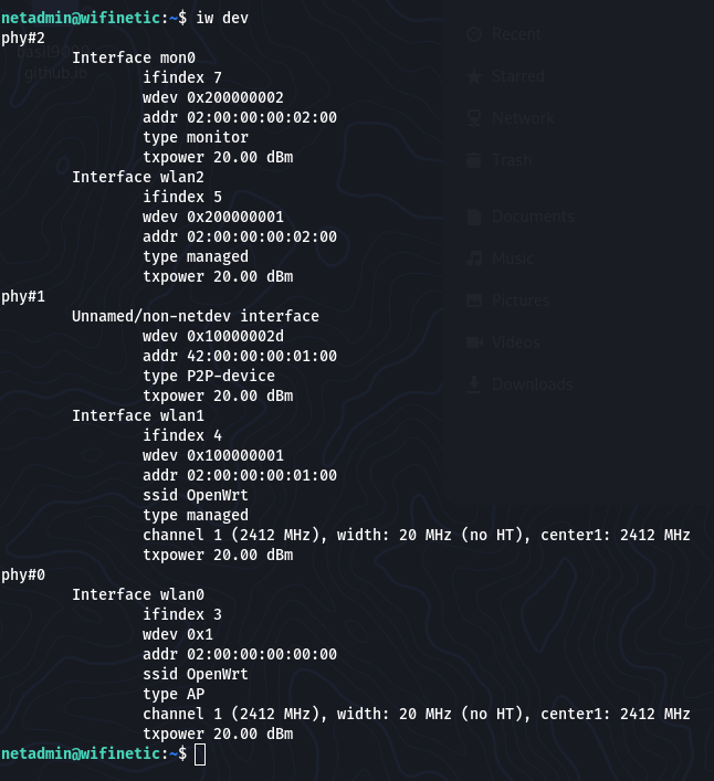 Local wireless enumeration - iw dev